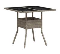 QJBSAVVA Table de Jardin Carrée en Résine Tressée Gris Clair avec Plateau en Verre Trempé, Table de Repas Extérieure pour Terrasse, Balcon et Cour, Dimensions 80 x 80 x 75 cm