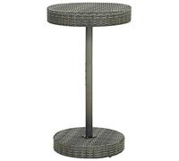 QJBSAVVA Table de Jardin Haute en Résine Tressée, Mange-Debout Rond 60,5x106 cm pour Extérieur et Intérieur, Table de Bar avec Cadre en Acier Stable pour Terrasse, Balcon et Bistrot, Gris