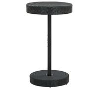 QJBSAVVA Table de Jardin Haute en Résine Tressée Mange-Debout Rond avec Structure en Acier Table de Bar pour Extérieur et Intérieur Balcon Terrasse Bistro Noir 60,5 x 106 cm