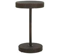 QJBSAVVA Table de Jardin Haute en Résine Tressée, Mange-Debout Rond avec Structure en Acier, Table de Bistrot pour Balcon et Terrasse, 60,5 x 106 cm, Marron
