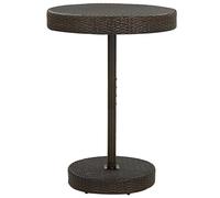 QJBSAVVA Table de Jardin Haute en Résine Tressée Marron, Mange-Debout Rond 75,5 x 106 cm, Table de Bar Extérieure et Intérieure avec Structure en Acier pour Terrasse et Balcon