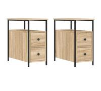 QJBSAVVA Tables de Chevet Lot de 2 Chêne Sonoma 30x60x60 cm en Bois d'Ingénierie et Fer, Tables d'Appoint Industrielles avec Grand Espace de Rangement pour Chambre et Salon