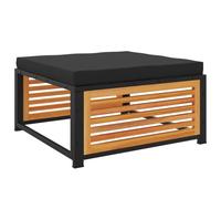 QJBSAVVA Tabouret de Jardin avec Coussin 68x68x30 cm, Pouf Extérieur en Bois d'Acacia Massif et Acier, Table Basse Modulaire pour Terrasse et Patio, Anthracite