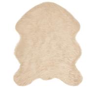 QJBSAVVA Tapis en Fausse Peau de Mouton 50 x 80 cm, Tapis de Salon Poils Longs en Polyester, Descente de Lit Shaggy Douce et Chaude, Forme Irrégulière pour Chambre et Bureau, Beige