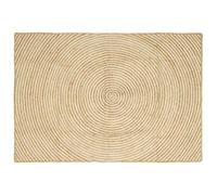 QJBSAVVA Tapis en Jute Naturel et Blanc 120 x 170 cm, Tapis de Salon Ovale Tressé à la Main, Design Moderne et Minimaliste pour Chambre, Entrée et Intérieur Cosy
