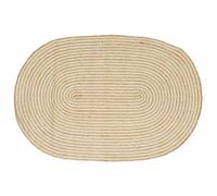QJBSAVVA Tapis en Jute Ovale 100 x 152 cm, Tapis de Salon Moderne et Tressé à la Main, Tapis Naturel et Blanc pour Salle à Manger, Chambre et Entrée Intérieure