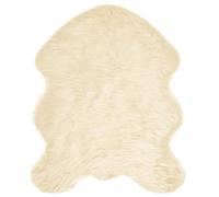 QJBSAVVA Tapis Fausse Peau de Mouton Crème 50 x 80 cm, Tapis de Salon Poils Longs en Polyester, Descente de Lit Douillette Forme Irrégulière pour Décoration de Chambre Intérieure