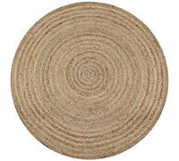 QJBSAVVA Tapis Jute Tressé 120 cm Rond, Tapis de Salon Naturel Tissé à la Main, Tapis Rond Rustique pour Chambre, Salle à Manger et Entrée, Décoration Bohème et Robuste