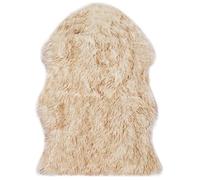 QJBSAVVA Tapis Peau de Mouton Synthétique 60 x 90 cm, Fausse Fourrure Douce et Chaude pour Salon, Chambre ou Fauteuil, Tapis Forme Peau d'animal Antidérapant, Mélange de Marron