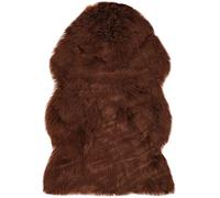 QJBSAVVA Tapis Peau de Mouton Synthétique 60 x 90 cm, Fausse Fourrure Ultra Douce pour Salon et Chambre, Descente de Lit Forme Peau d'animal Épaisse avec Envers Antidérapant, Marron
