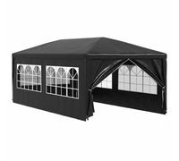 QJBSAVVA Tente de Réception 3x6 m, Barnum de Jardin Anthracite avec Panneaux Latéraux et Fenêtres, Gazebo en PE et Cadre en Acier pour Événements et Réunions en Plein Air
