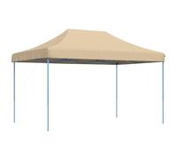 QJBSAVVA Tente de Réception Pliable 440x292x315 cm, Barnum Pop-Up avec Cadre en Acier Bleu et Toit Oxford Beige, Tonnelle de Jardin Spacieuse pour Fête et Événement en Extérieur