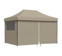 QJBSAVVA Tente de Réception Pliable avec 4 Parois Latérales Tonnelle de Jardin Pliante Barnum de Fête en Acier Toit Oxford pour Événement en Plein Air Taupe 410 x 279 x 315 cm