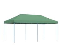 QJBSAVVA Tente de Réception Pliable Escamotable 580x292x315 cm, Tonnelle de Jardin Pop-up avec Cadre en Acier et Toit Oxford Vert, Barnum pour Fête, Barbecue et Mariage en Plein Air