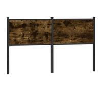 QJBSAVVA Tête de Lit 140 cm Chêne Fumé, Dosseret de Lit Double en Bois d'Ingénierie et Acier pour Chambre, Tête de Lit de Remplacement avec Pieds Stables 146 x 3 x 91,5 cm