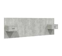 QJBSAVVA Tête de Lit avec 2 Tables de Chevet Suspendues, Pont de Lit 160 cm en Bois d'Ingénierie, Meuble de Chambre Mural avec Armoires de Rangement, Gris Béton