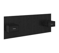 QJBSAVVA Tête de Lit avec Armoire 3 Pcs, Tête de Lit Flottante avec 2 Tables de Chevet Suspendues, Pont de Lit Mural en Bois d'Ingénierie pour Chambre Adulte, Chêne Noir