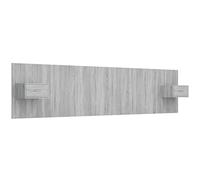 QJBSAVVA Tête de Lit avec Armoires et Tables de Chevet Suspendues, Pont de Lit Mural en Bois d'Ingénierie pour Chambre à Coucher, Coloris Gris Sonoma, 240 x 80 cm
