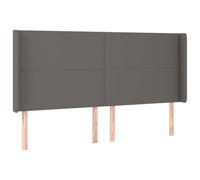 QJBSAVVA Tête de Lit avec Oreilles 203x16x118/128 cm, Dosseret de Lit en Similicuir Gris Réglable en Hauteur, Structure en Bois pour Cadre de Lit de Chambre à Coucher