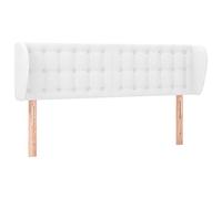 QJBSAVVA Tête de Lit avec Oreilles Blanc 147x23x78/88 cm en Similicuir, Dosseret de Lit Rembourré Réglable en Hauteur avec Pieds Robustes en Bois pour Cadre de Lit Double