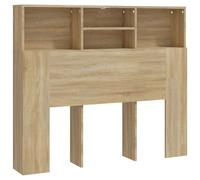 QJBSAVVA Tête de Lit avec Rangement, Armoire Bibliothèque de Chambre en Bois d'Ingénierie, Étagère de Lit pour Livres et Décorations, Coloris Chêne Sonoma, 120 x 19 x 103,5 cm