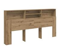 QJBSAVVA Tête de Lit avec Rangement Armoire de Tête de Lit avec 4 Compartiments Bibliothèque de Chambre Adulte en Bois d'Ingénierie Coloris Chêne Artisanal 200 x 19 x 103,5 cm