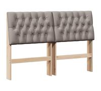 QJBSAVVA Tête de Lit Capitonnée 140 cm en Pin Massif, Dosseret de Lit Rembourré en Tissu Taupe pour Chambre à Coucher et Lit Double, Dimensions 140 x 17 x 93,5 cm