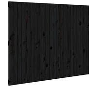 QJBSAVVA Tête de lit murale noire - 140 x 3 x 110 cm - En pin massif - Pour lits sans tête de lit - Panneau mural élégant pour chambre à coucher - Design classique - Montage mural