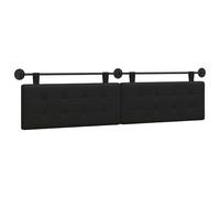 QJBSAVVA Tête de Lit Suspendue 210x55 cm, Dosseret Mural Rembourré en Simili Cuir Noir, Tête de Lit Moderne avec Sangles Amovibles et Rail Métal pour Chambre à Coucher