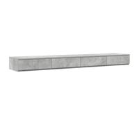 QJBSAVVA Tiroirs de Lit avec 4 Tiroirs à Ouverture par Pression, Meuble de Rangement en Bois d'Ingénierie, Marchepied de Lit et Banc de Chambre, Gris Béton, 180 x 36,5 x 16,5 cm