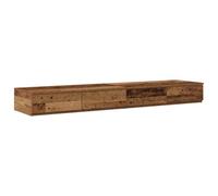 QJBSAVVA Tiroirs de Lit avec 4 Tiroirs à Ouverture par Pression, Meuble de Rangement en Bois d'Ingénierie Style Minimaliste, Marchepied et Siège Bas pour Chambre, 135 x 36,5 x 16,5 cm, Bois Ancien