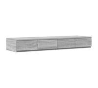 QJBSAVVA Tiroirs de Lit avec 4 Tiroirs à Ouverture par Pression, Meuble de Rangement Minimaliste en Bois d'Ingénierie, Marchepied et Siège Bas pour Chambre, Gris Sonoma, 120 x 36,5 x 16,5 cm