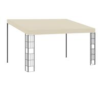 QJBSAVVA Tonnelle Adossée de Jardin 3x4 m Belvédère Mural en Acier et Tissu Polyester avec Revêtement PA Pergola Murale pour Terrasse et Extérieur Crème