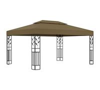 QJBSAVVA Tonnelle de Jardin 3x4 m Barnum avec Double Toit Tente de Réception pour Événements Extérieurs Fêtes et Barbecue Structure en Acier Stable et Toile Polyester Taupe