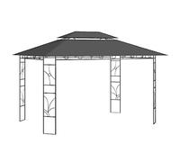 QJBSAVVA Tonnelle de Jardin 4x3x2,7 m Pavillon en Acier et Polyester 160 g/m² Gazebo Rectangulaire pour Fête Pique-Nique et Événement Extérieur Anthracite