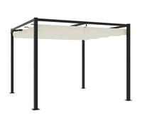 QJBSAVVA Tonnelle de Jardin avec Toit Rétractable 3x3m, Pergola en Acier et Aluminium pour Terrasse et Cour, Pavillon de Jardin avec Structure Anthracite et Toile Crème