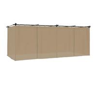 QJBSAVVA Tonnelle de jardin de luxe de 6 x 3 m avec rideaux, taupe, avec toit rétractable, cadre en métal stable en aluminium et acier, grande pergola pour jardin, terrasse et événements en plein air
