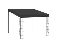 QJBSAVVA Tonnelle Murale 3x3 m Pergola Adossée en Acier avec Toile Polyester Ombrage Terrasse Jardin Cour Belvédère Mural Anthracite 3 x 3 x 2,05/2,62 m pour Extérieur