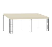 QJBSAVVA Tonnelle Murale 3x6 m, Pergola Adossée avec Cadre en Acier et Toile Polyester, Abri de Terrasse et Pavillon de Jardin pour Créer de l'ombre, Hauteur 2,05/2,62 m, Crème