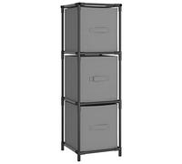 QJBSAVVA Tour de Rangement avec 3 Tiroirs en Tissu Meuble de Rangement sur Pied en Acier Solide Étagère Colonne Gain de Place pour Salon Bureau Entrée Couloir 34x34x101 cm Gris