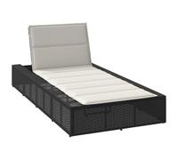 QJBSAVVA Transat de Jardin avec Coussin, Chaise Longue en Résine Tressée Noir, Bain de Soleil Réglable Double Côté pour Balcon, Terrasse et Bord de Piscine, 210 x 100 x 79 cm