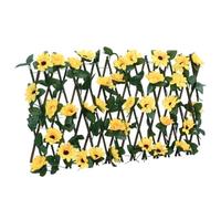 QJBSAVVA Treillis de Lierre Artificiel Extensible 5 Pcs, Clôture Rétractable en Bois avec Fleurs Jaunes et Feuilles en PVC pour Décoration de Jardin, Balcon et Brise-Vue, 180x20 cm