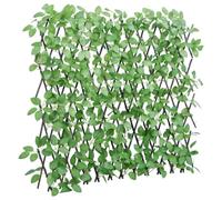 QJBSAVVA Treillis de lierre artificiel extensible vert 180x65 cm, Brise-vue de jardin en bois avec 612 feuilles en PVC, Haie artificielle pour décoration extérieure et balcon