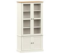 QJBSAVVA Vitrine en Bois Massif Vigo, Armoire de Rangement avec Porte vitrée et étagères, Meuble pour Salon et Salle à Manger, Style Rustique, Blanc, 85x35x170 cm