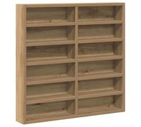 QJBSAVVA Vitrine Murale en Bois d'Ingénierie, Étagère de Rangement avec 16 Compartiments pour Collections et Figurines, Style Moderne Chêne Artisanal, 60 x 8,5 x 58 cm