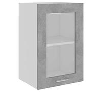 QJBSAVVA Vitrine Suspendue Lyon, Armoire de Cuisine Murale en Bois d'Ingénierie et Verre, Meuble Haut de Rangement avec Porte et 2 Étagères, Gris Béton, 40 x 31 x 60 cm