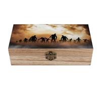 Qjjinxior Boîte de rangement carrée en bois, Zombies Dead Men Walking Body at Night Box en bois, boîte décorative en bois pour objets de collection