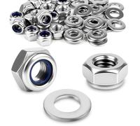 qjuwhua 60 Pcs Ecrou M8 Frein Inox Écrous Nylon Autobloquants DIN 985 avec 60 Pcs Rondelle M8 DIN 125 A2 V2A inoxydable hexagonaux Ecrou pour Machines Véhicules et Extérieur Intérieur Meubles