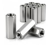 qjuwhua Écrous Longs M10 x 30 mm Écrou Inox 304 Hexagonal 6 Pièces | Connexion Manchon Tige Filetee Rallonge Entretoise D'accouplement Ecrou de Jonction pour D'extension Vis Fixation