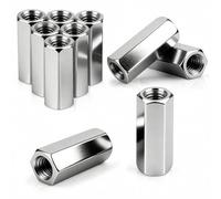 qjuwhua Lot de 10 écrous longs M6 x 30 mm - Écrous de connexion filetés en acier galvanisé - Manchons filetés hexagonaux - Manchons d'écartement - Écrous d'extension pour la maison, les appareils de